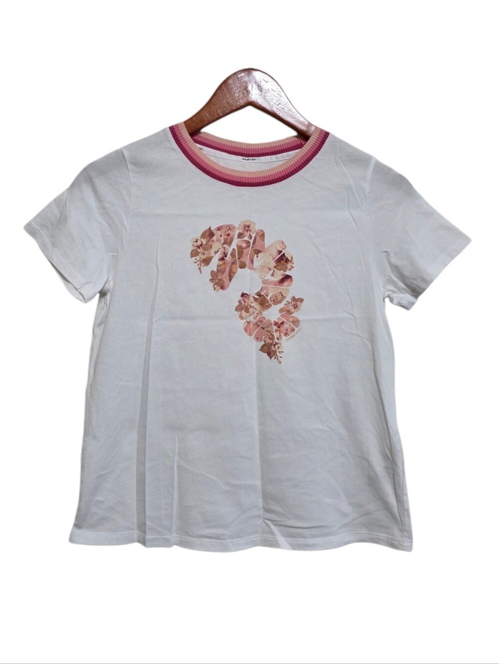 Zimmermann Logo Graphic T-Shirt in White/Pink Size 10
